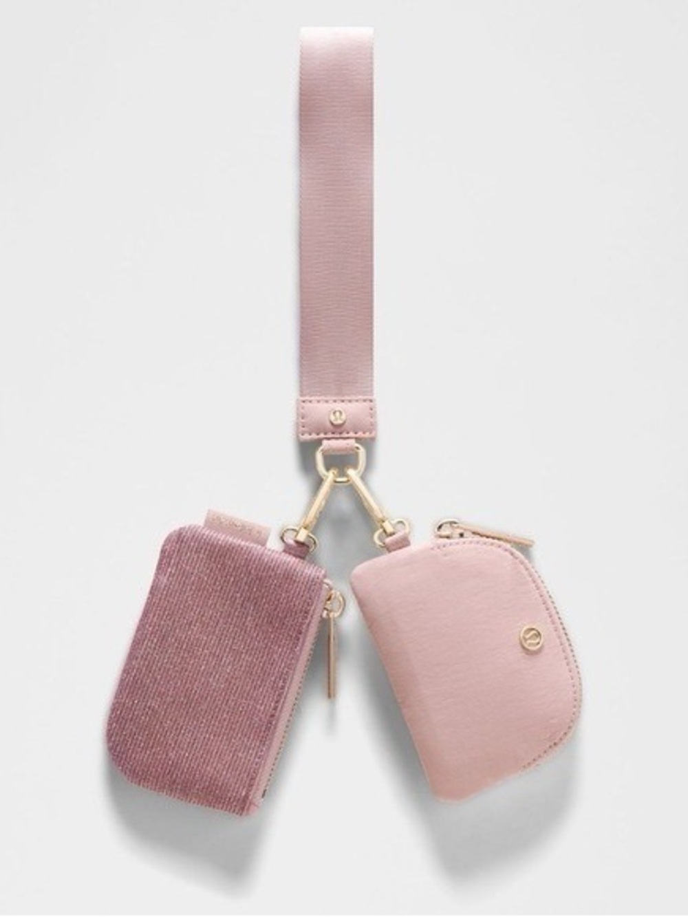 153 🆕💕✨ Lululemon Dual Pouch Wristlet Glitter - Pink Champagne Mink Berry Gold